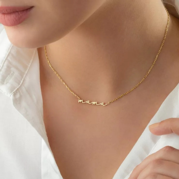 mama Script Necklace